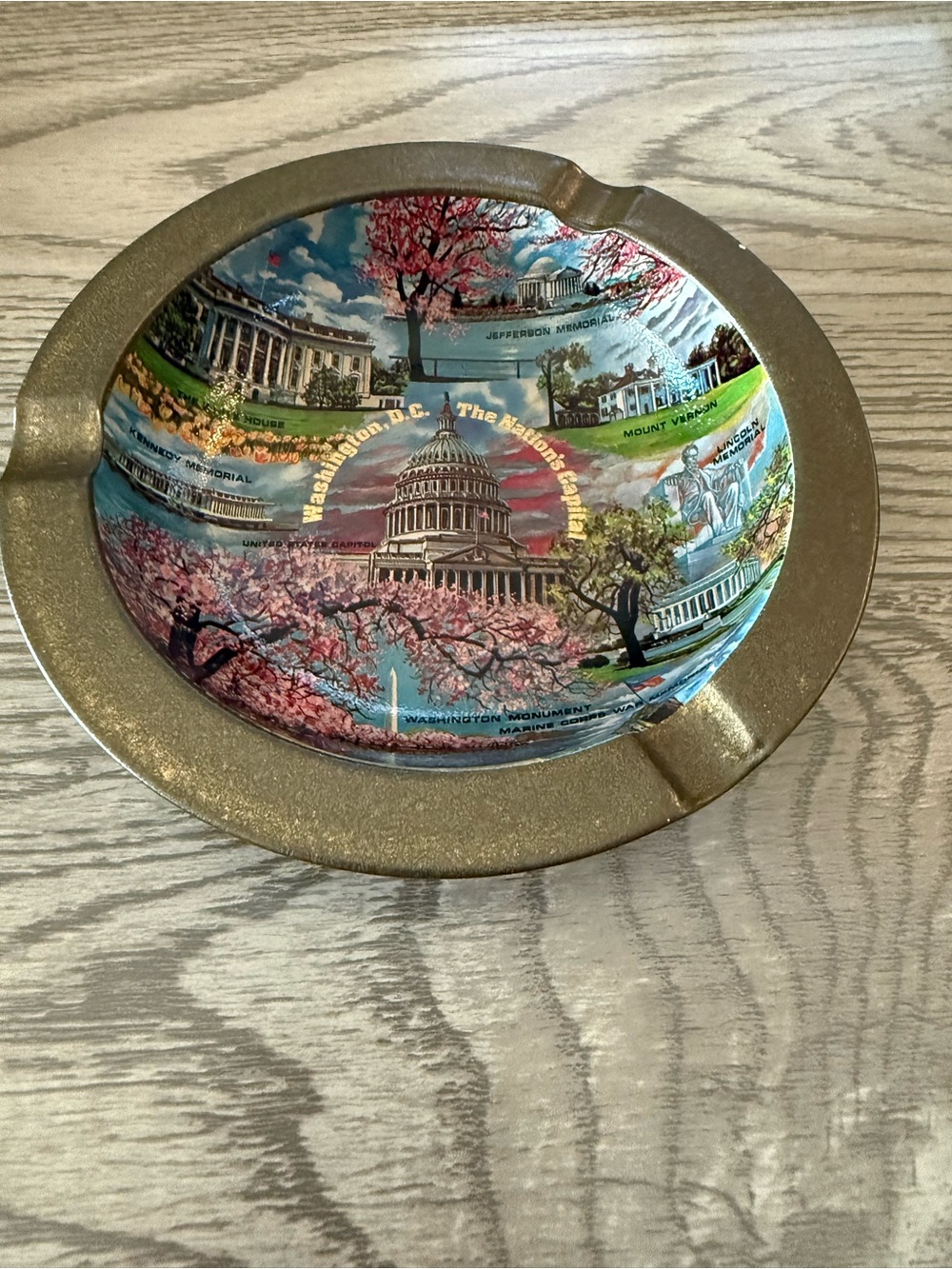 Vintage Washington D.C. Souvenir Decorative Ashtray with Gold Rim - Multicolor